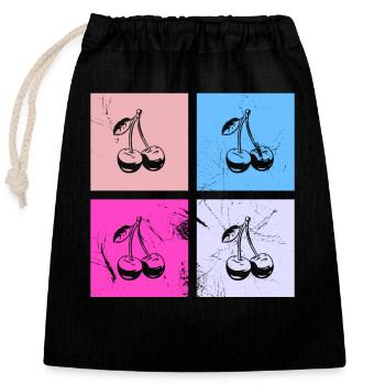 Cherry Retro Fruit Fruit Cherries - Closable cotton gift bag (25x30cm) - black - Front