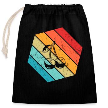 Cherry Retro Fruit Fruit Cherries - Closable cotton gift bag (25x30cm) - black - Front