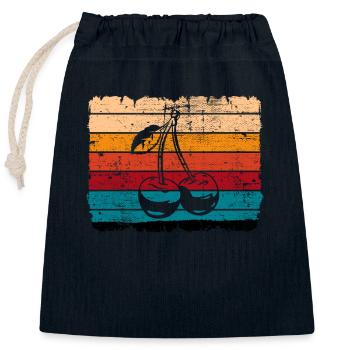 Cherry Fruit Retro Round Fruits Rouge Cadeau - Sac cadeau en coton avec cordon (25 x 30 cm) - bleu marine - Devant