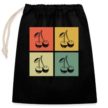 Cherry Fruit Retro Fruits Red Gift - Closable cotton gift bag (25x30cm) - black - Front