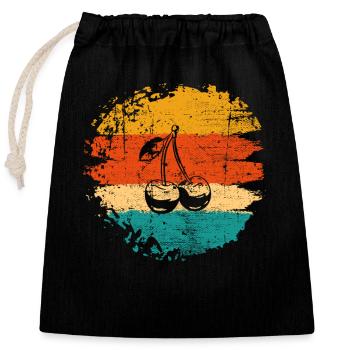 Cherry Retro Fruit Fruit Cherries - Closable cotton gift bag (25x30cm) - black - Front