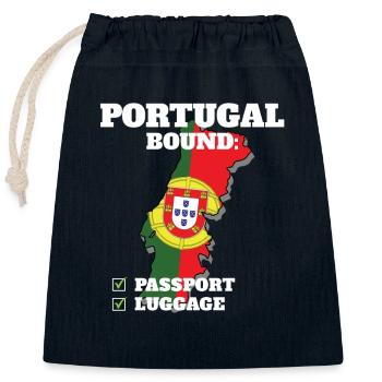 Portugal Bound Country Travel Portuguese Flag - Closable cotton gift bag (25x30cm) - navy - Front