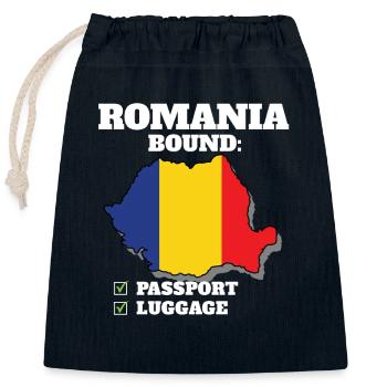 Romania Bound Country Travel Romanian Flag - Closable cotton gift bag (25x30cm) - navy - Front