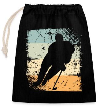 Eishockey Hockey sur glace - Sac cadeau en coton avec cordon (25 x 30 cm) - noir - Devant