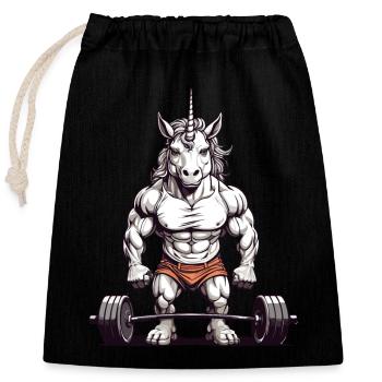 Unicorn Bodybuilder Fitness et Sports Design - Sac cadeau en coton avec cordon (25 x 30 cm) - noir - Devant