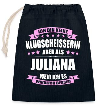 Name Juliana Vorname Klugscheisserin Namenstag - Verschließbarer Geschenkbeutel aus Baumwolle (25x30cm) - Navy - Vorne