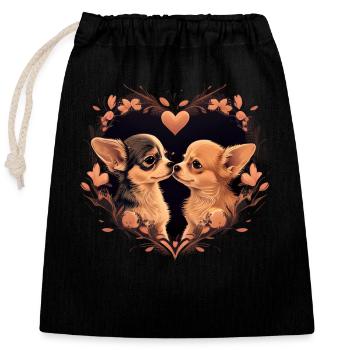 Chihuahua Welpen - Niedliche kleine Hunde Liebe - Verschließbarer Geschenkbeutel aus Baumwolle (25x30cm) - Schwarz - Vorne