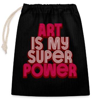 Art Is My Superpower - Closable cotton gift bag (25x30cm) - black - Front