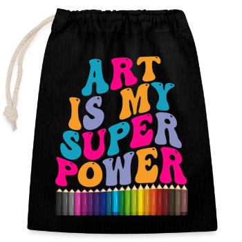 Art Is My Superpower - Closable cotton gift bag (25x30cm) - black - Front