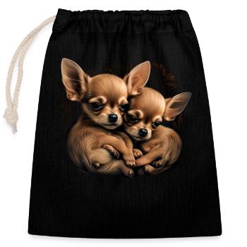 Chihuahua Welpen - Niedliche kleine Hunde Liebe - Verschließbarer Geschenkbeutel aus Baumwolle (25x30cm) - Schwarz - Vorne