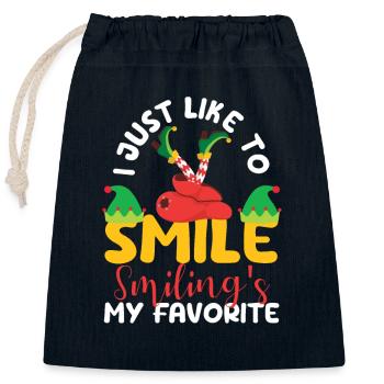 I just want to smile Smile is mine - Closable cotton gift bag (25x30cm) - navy - Front