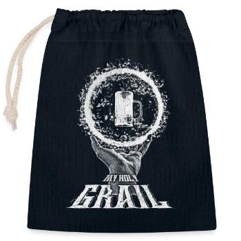 Bier Motiv mein heiliger Gral - Verschließbarer Geschenkbeutel aus Baumwolle (25x30cm) - Navy - Vorne
