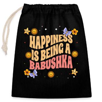 Retro Happiness Is Being A Babushka Rossiya - Closable cotton gift bag (25x30cm) - black - Front