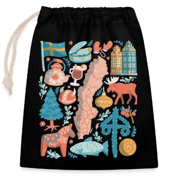 Sweden - Verschließbarer Geschenkbeutel aus Baumwolle (25x30cm) - Schwarz - Vorne