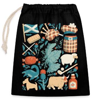 Écosse - Sac cadeau en coton avec cordon (25 x 30 cm) - noir - Devant