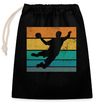 Handball Retro Handballteam Vintage Ballsport - Verschließbarer Geschenkbeutel aus Baumwolle (25x30cm) - Schwarz - Vorne