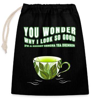 JE SUIS UN BUVEUR DE THÉ SENCHA SECRET SENCHATEE TEE - Sac cadeau en coton avec cordon (25 x 30 cm) - noir - Devant