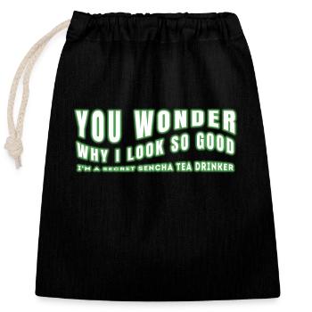 JE SUIS UN BUVEUR DE THÉ SENCHA SECRET SENCHATEE TEE - Sac cadeau en coton avec cordon (25 x 30 cm) - noir - Devant