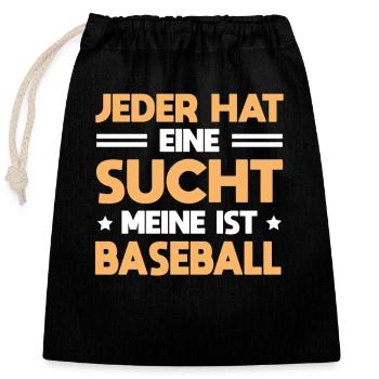 Baseballer Jeder Hat Eine Sucht Meine Ist Baseball - Verschließbarer Geschenkbeutel aus Baumwolle (25x30cm) - Schwarz - Vorne