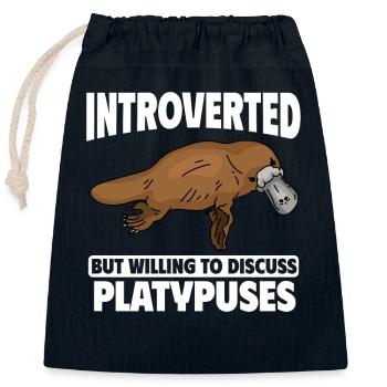 Platypus Schnabeltier - Verschließbarer Geschenkbeutel aus Baumwolle (25x30cm) - Navy - Vorne
