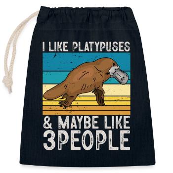 Platypus Schnabeltier - Verschließbarer Geschenkbeutel aus Baumwolle (25x30cm) - Navy - Vorne