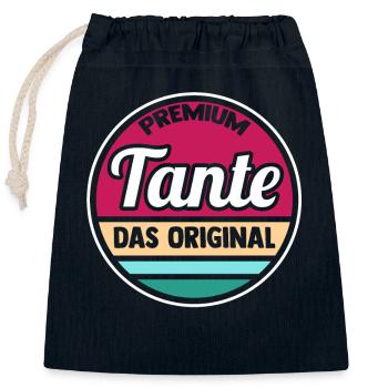 Patentante Tante - Verschließbarer Geschenkbeutel aus Baumwolle (25x30cm) - Navy - Vorne