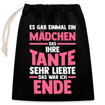 Patentante Nichte Tante - Verschließbarer Geschenkbeutel aus Baumwolle (25x30cm) - Schwarz - Vorne