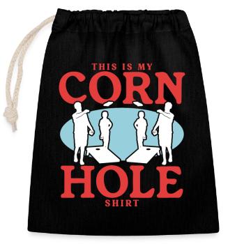Cornhole Player Bean Bag Blind Hole Gift - Sac cadeau en coton avec cordon (25 x 30 cm) - noir - Devant
