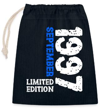 1997 September Limited Edition 26. Geburtstag Deko - Verschließbarer Geschenkbeutel aus Baumwolle (25x30cm) - Navy - Vorne