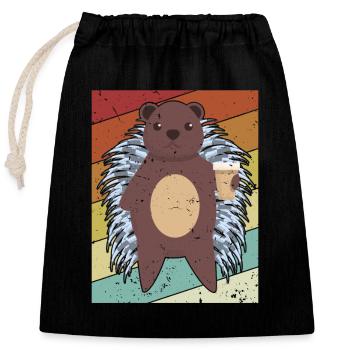 Retro Hystricidae Spiked Animal North American - Closable cotton gift bag (25x30cm) - black - Front