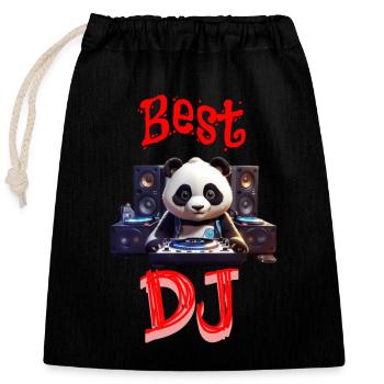 Panda best DJ - Closable cotton gift bag (25x30cm) - black - Front