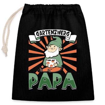 Gartenzwerg Papa - Verschließbarer Geschenkbeutel aus Baumwolle (25x30cm) - Schwarz - Vorne