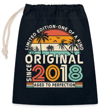 Vintage Original since 2018 Gift - Closable cotton gift bag (25x30cm) - navy - Front