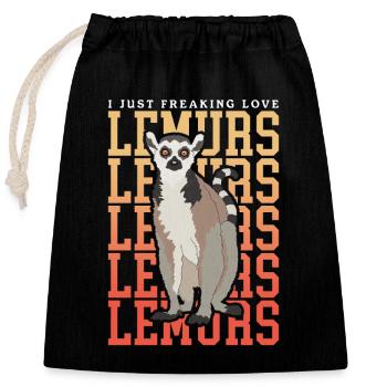 Lemur Ringed Tail Lemur Gift - Closable cotton gift bag (25x30cm) - black - Front