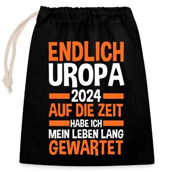 Werdender Uropa 2033 - Verschließbarer Geschenkbeutel aus Baumwolle (25x30cm) - Schwarz - Vorne