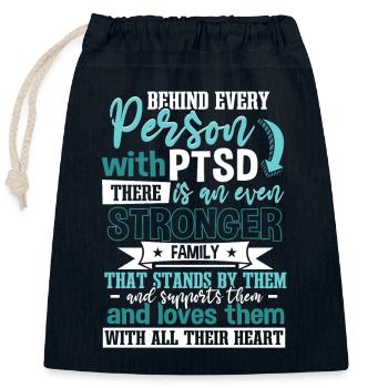 PTBS-Unterstützung - Verschließbarer Geschenkbeutel aus Baumwolle (25x30cm) - Navy - Vorne