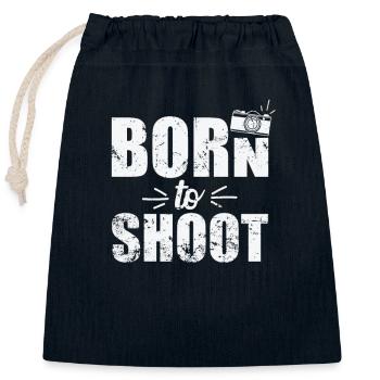 Born to Shoot Photos with Camera Photographer - Closable cotton gift bag (25x30cm) - navy - Front