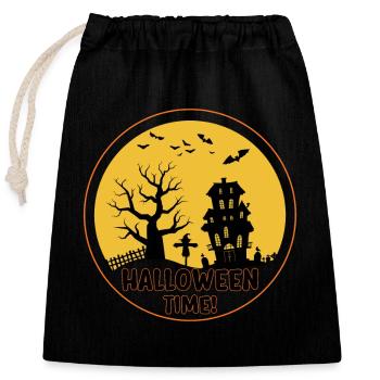 Halloween Time Creepy Halloween Haunted Castle - Closable cotton gift bag (25x30cm) - black - Front