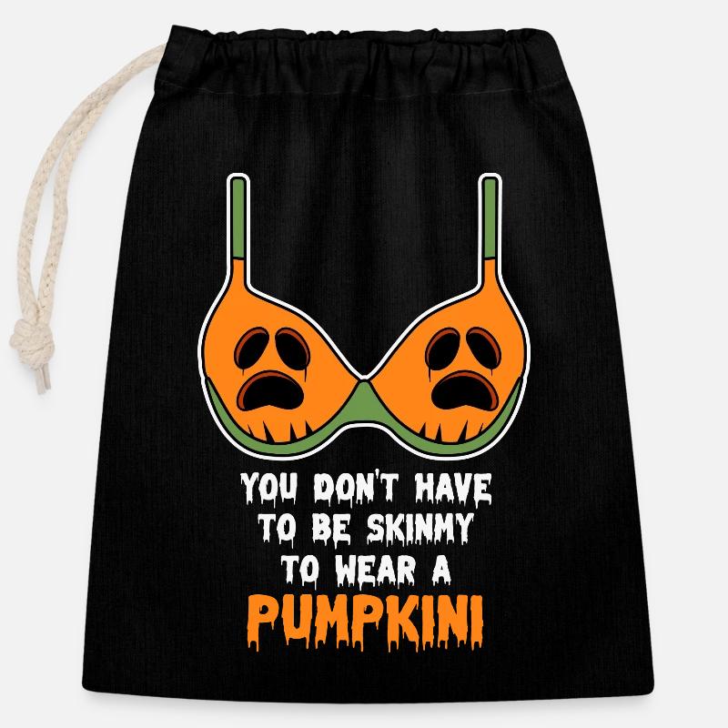 Ambiguous Halloween Pumpkin Fun Costume Scary - Closable cotton gift bag (25x30cm) - black