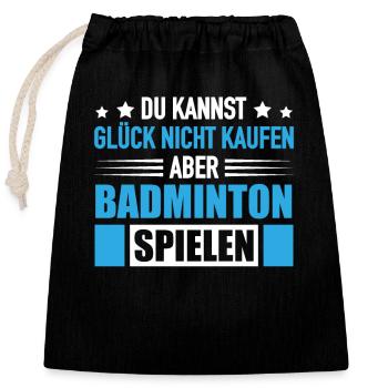 Badmintonspieler Glück Kaufen Badminton Geschenk - Verschließbarer Geschenkbeutel aus Baumwolle (25x30cm) - Schwarz - Vorne