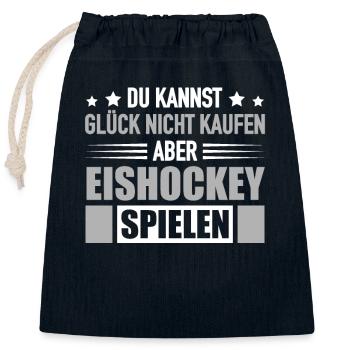 Eishockeyspieler Glück Kaufen Eishockey Spielen - Verschließbarer Geschenkbeutel aus Baumwolle (25x30cm) - Navy - Vorne