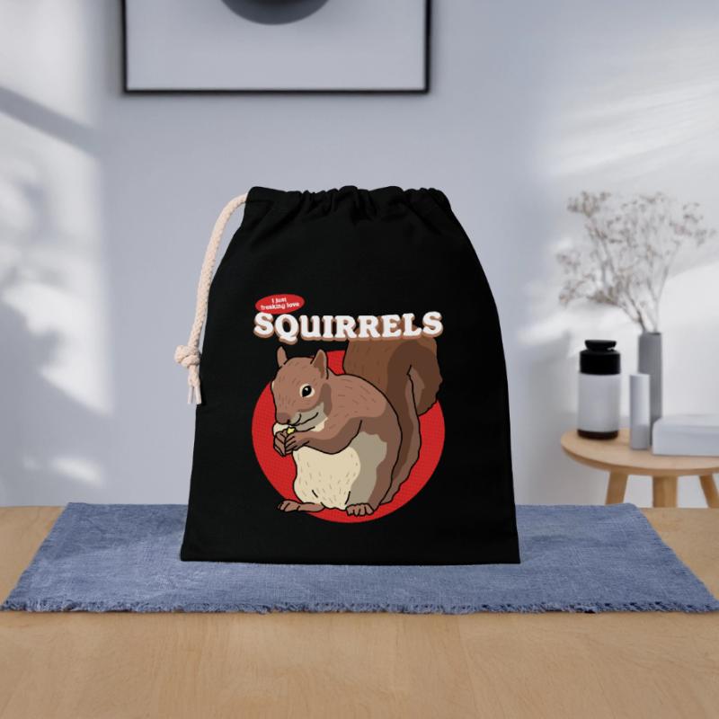 Süßes Eichhörnchen Grauhörnchen Hörnchen Geschenk Verschließbarer Geschenkbeutel aus Baumwolle (25x30cm)