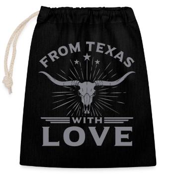 Funny Longhorn Lone Star State Texas - Closable cotton gift bag (25x30cm) - black - Front