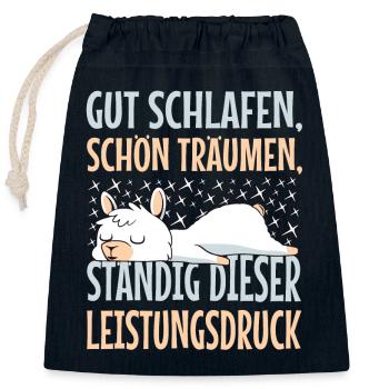 Süßes Lama Faulenzer Langschläfer Gut Schlafen - Verschließbarer Geschenkbeutel aus Baumwolle (25x30cm) - Navy - Vorne