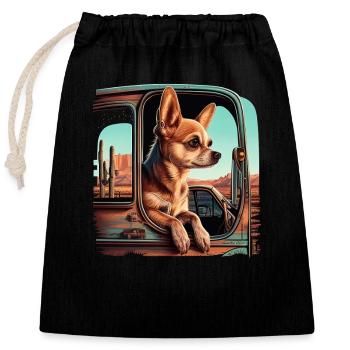 Chihuahua | Trucker Truck Driver Dad Men Car Funny - Closable cotton gift bag (25x30cm) - black - Front