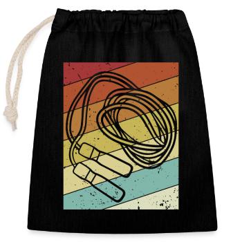 Retro Jumping Speed Skipping Professioneller Sprung - Verschließbarer Geschenkbeutel aus Baumwolle (25x30cm) - Schwarz - Vorne