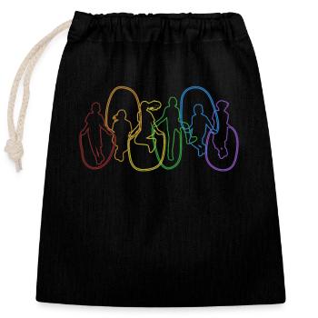 Saut à la corde LGBT Arc-en-ciel Saut Vitesse de saut - Sac cadeau en coton avec cordon (25 x 30 cm) - noir - Devant
