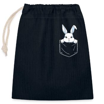 Lapin Lapin Lapin Animal de compagnie - Sac cadeau en coton avec cordon (25 x 30 cm) - bleu marine - Devant
