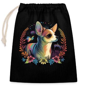 Chihuahua | Colourful Rainbow LGBTQ Unicorn - Closable cotton gift bag (25x30cm) - black - Front
