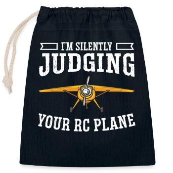 Modèle d’avion télécommandé - Sac cadeau en coton avec cordon (25 x 30 cm) - bleu marine - Devant